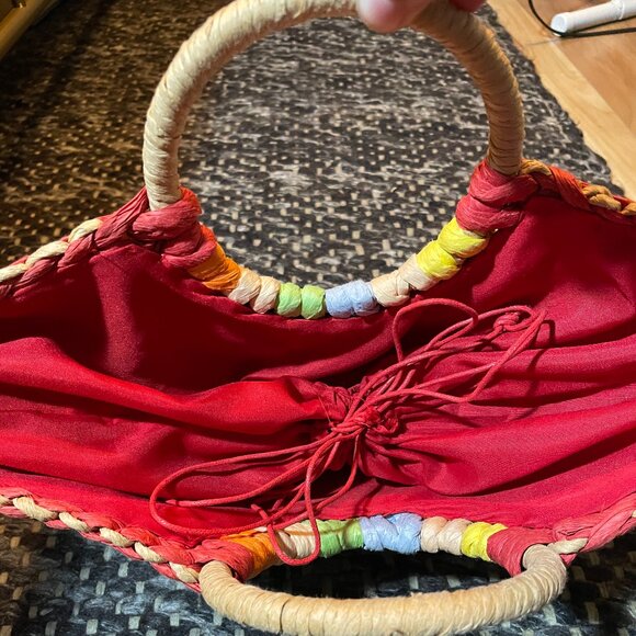 Rainbow drawstring straw bag - Picture 5 of 8